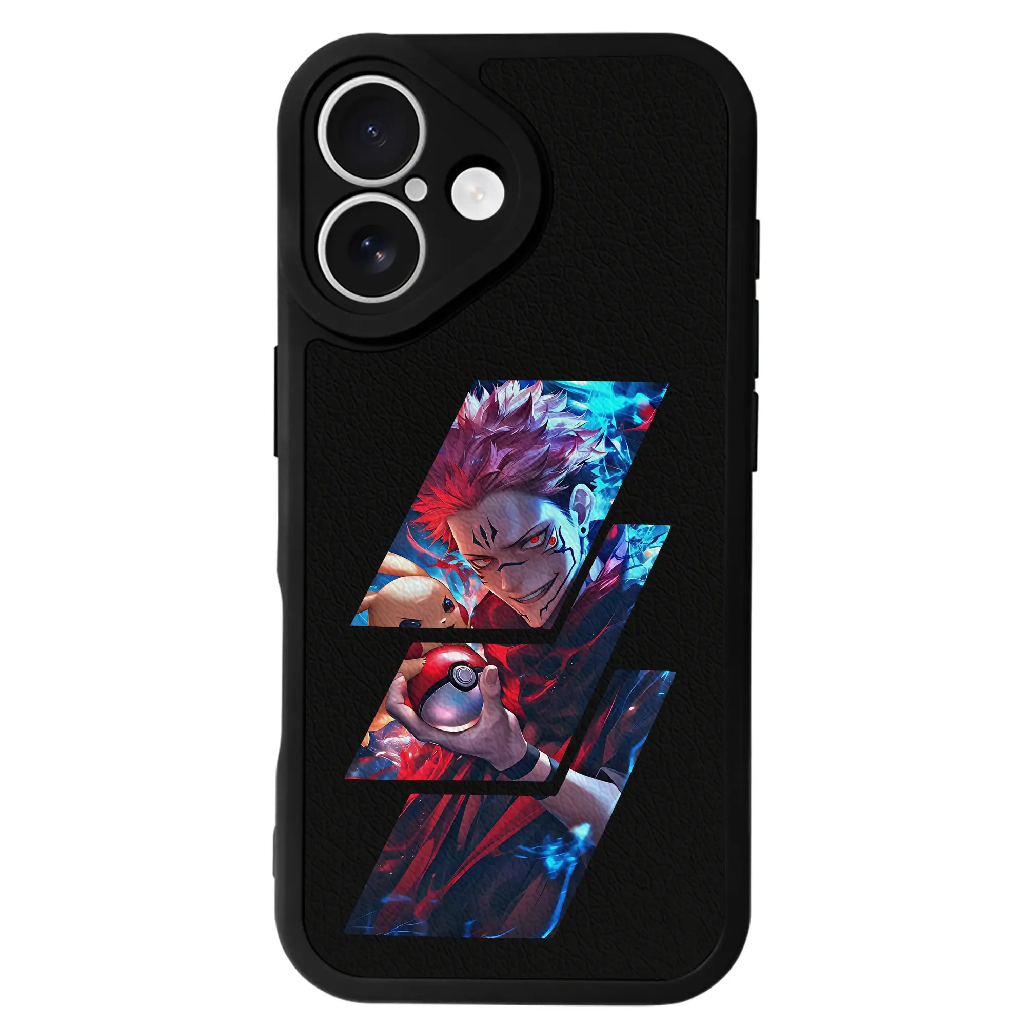 呪術廻戦 グッズ,両面宿儺 - IPhone 16シリーズ対応 ・ シリコンスマホケース ・ レザー調 ・ 高精度フィット ・ 耐衝撃 ・ ワイヤレス充電対応 ・ 精密カット